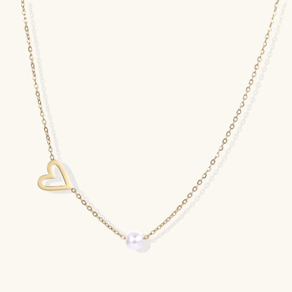 Pearl Heart Embrace Necklace