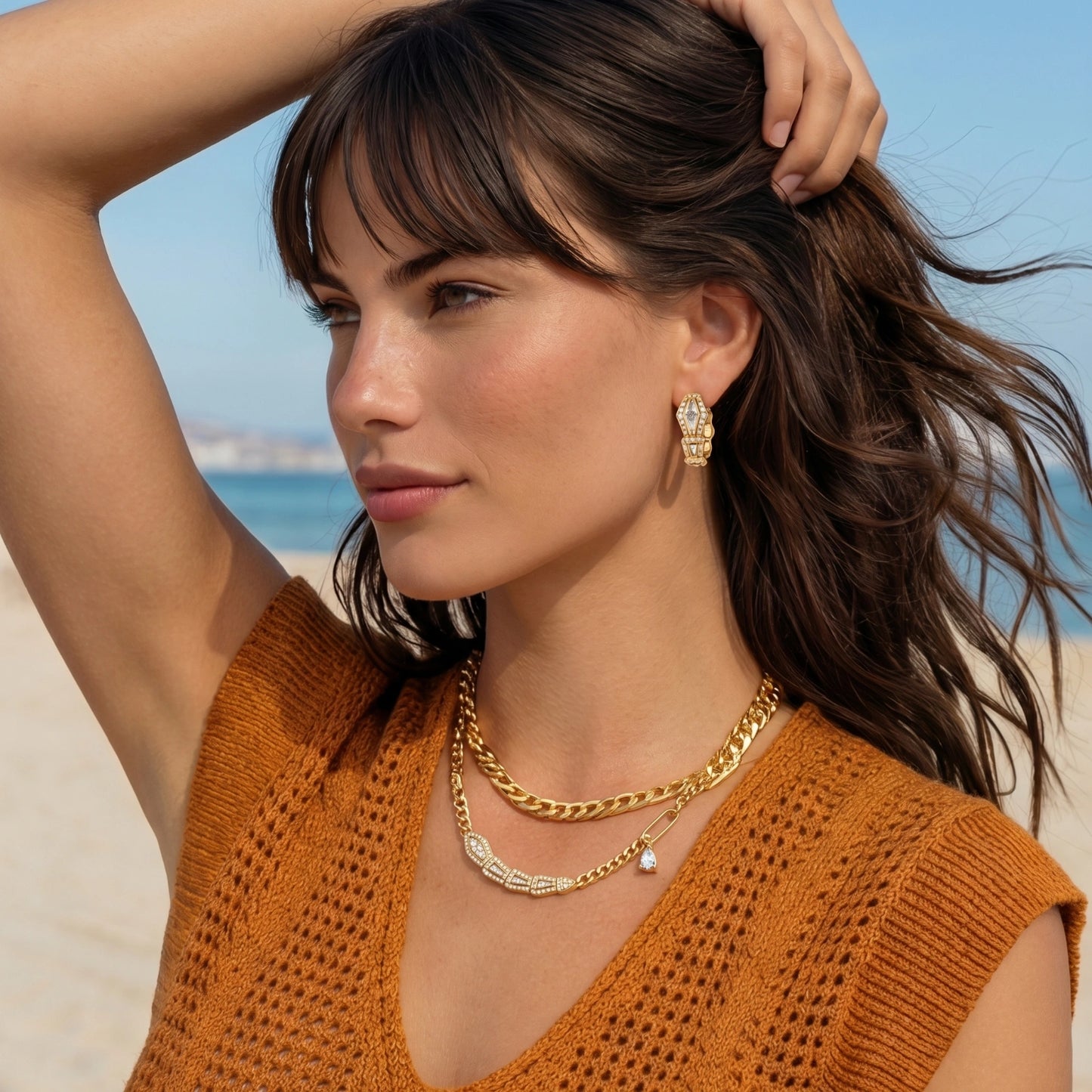 Geometric Gold Luxe Necklace and Earring Set