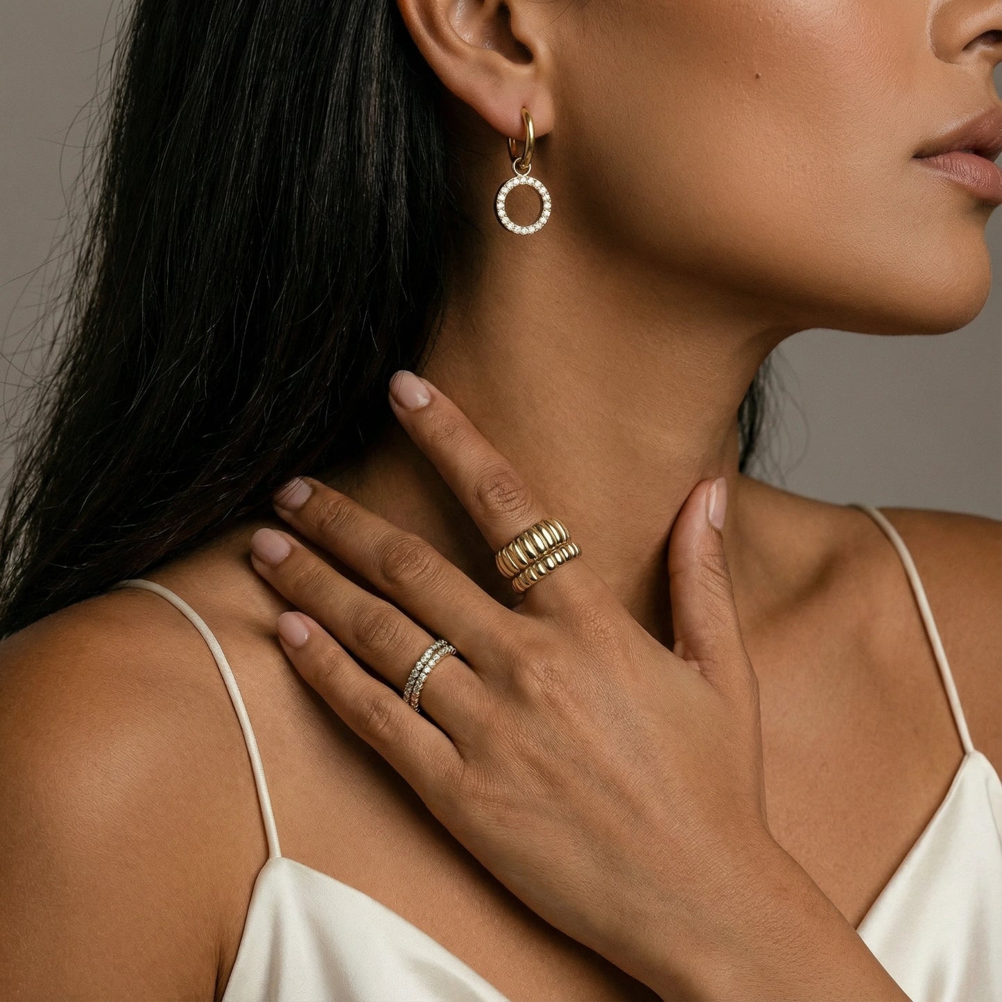 Halo Circle Drop Earrings