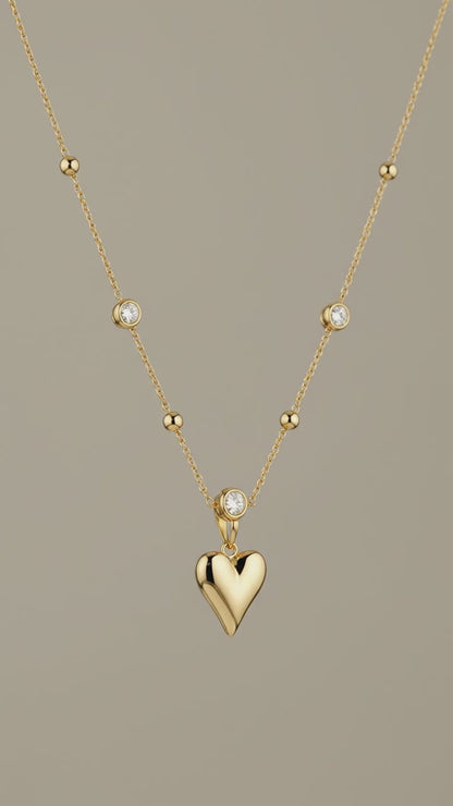 Crystal Heart Charm Necklace