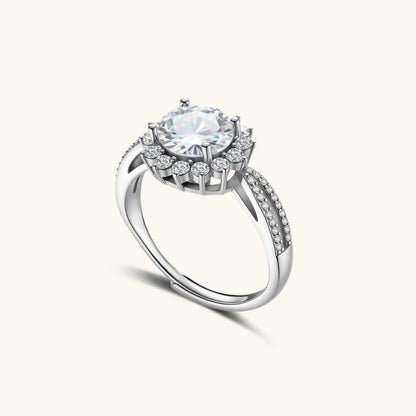 Solitaire Halo  Moissanite Ring